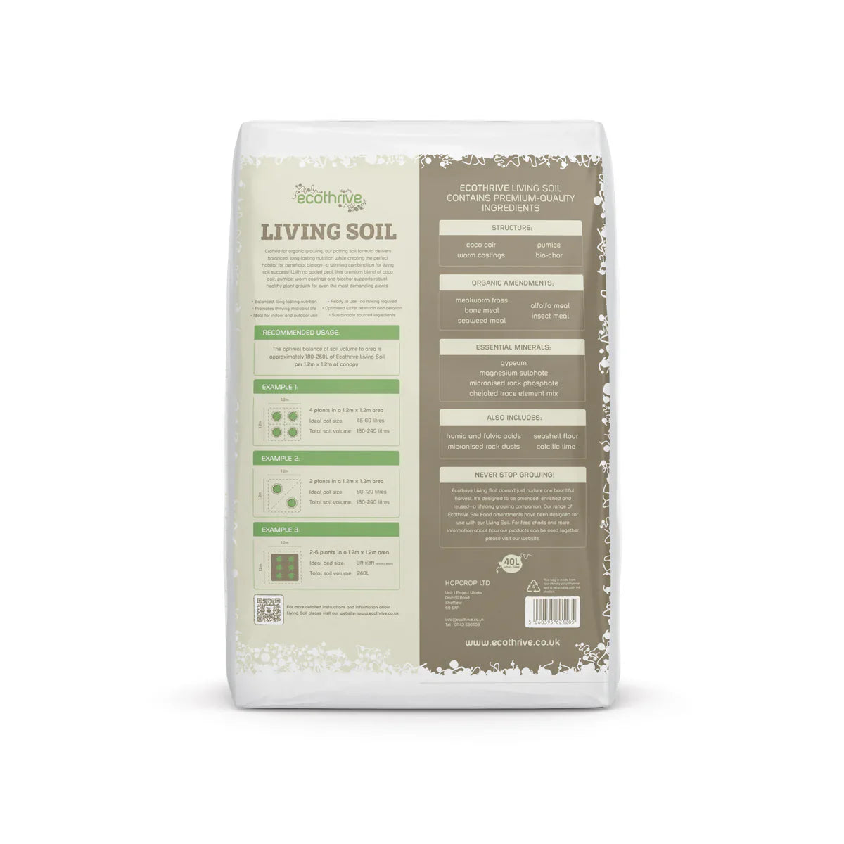Ecothrive Lebender Boden 40L - Premium Bio-Erde