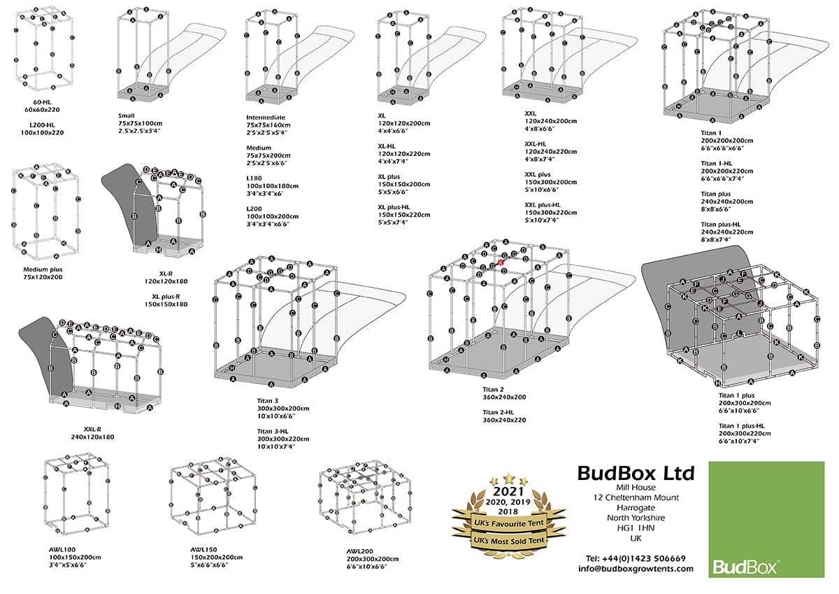 Bud Box Pro Zelt Silber HL - 240 x 240 x 220 cm