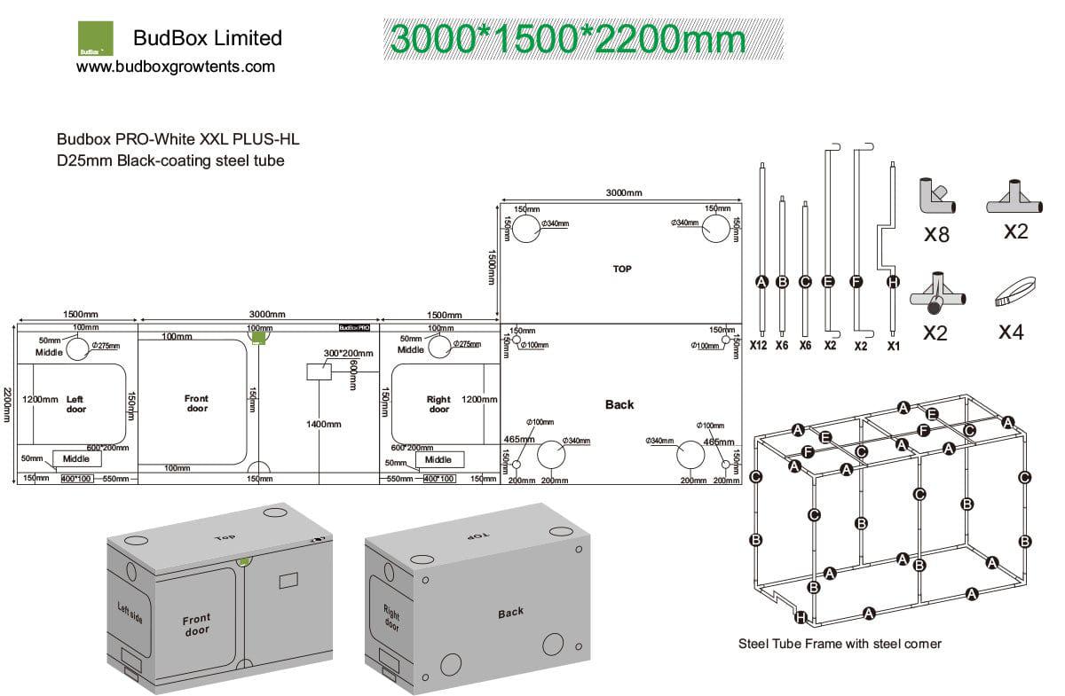 Bud Box Pro Zelt Silber HL - 300 x 150 x 220cm