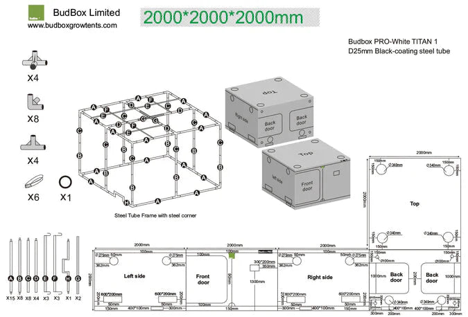 Bud Box Pro Zelt Silber - 200 x 200 x 220 cm