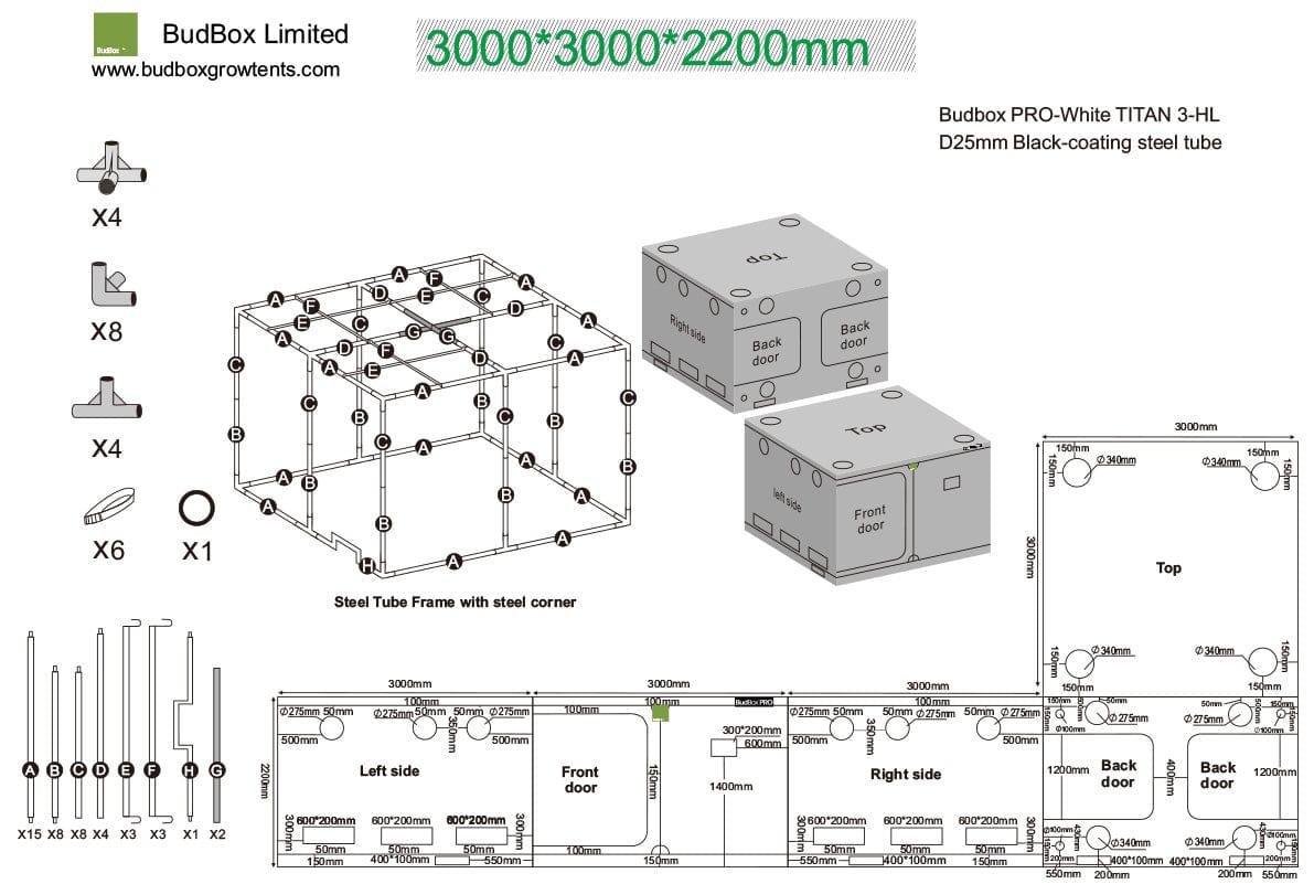 Bud Box Pro Zelt Silber - 300 x 300 x 220 cm