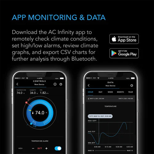 AC Infinity Cloudcom B1 Smarter Thermo-Hygrometer + 3,66 m externer Sonde (AC-CCB1)