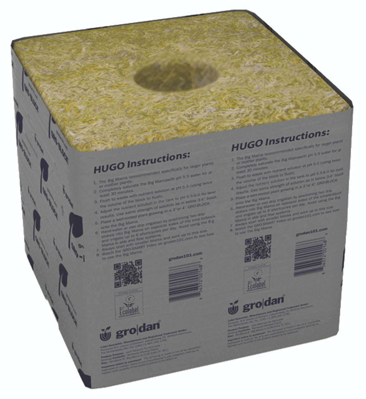Grodan Gro-Block Verbesserter Hugo 15,2 cm x 15,2 cm x 14,7 cm mit Loch