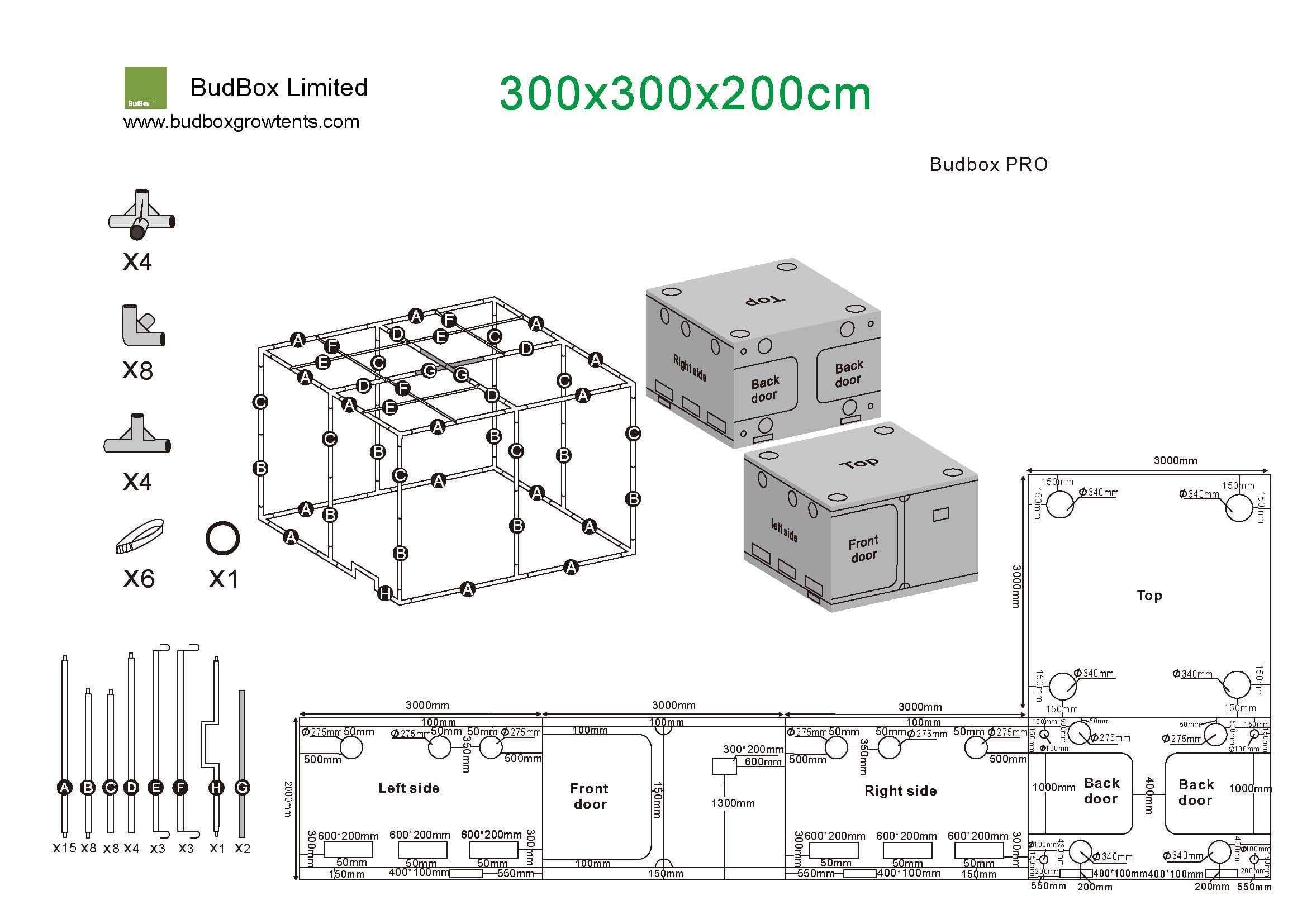 Bud Box Pro Zelt Silber - 300 x 300 x 200cm