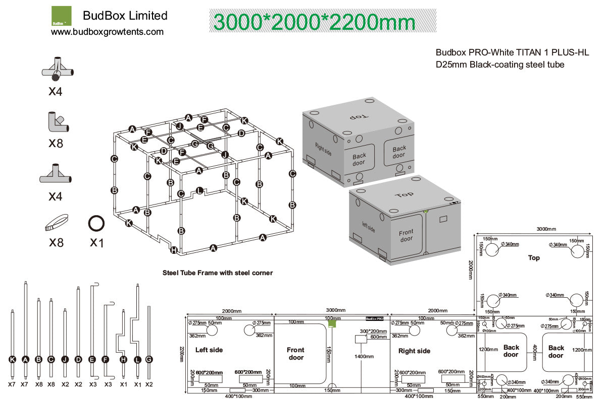 Bud Box Pro Zelt Weiß HL - 300 x 200 x 220cm