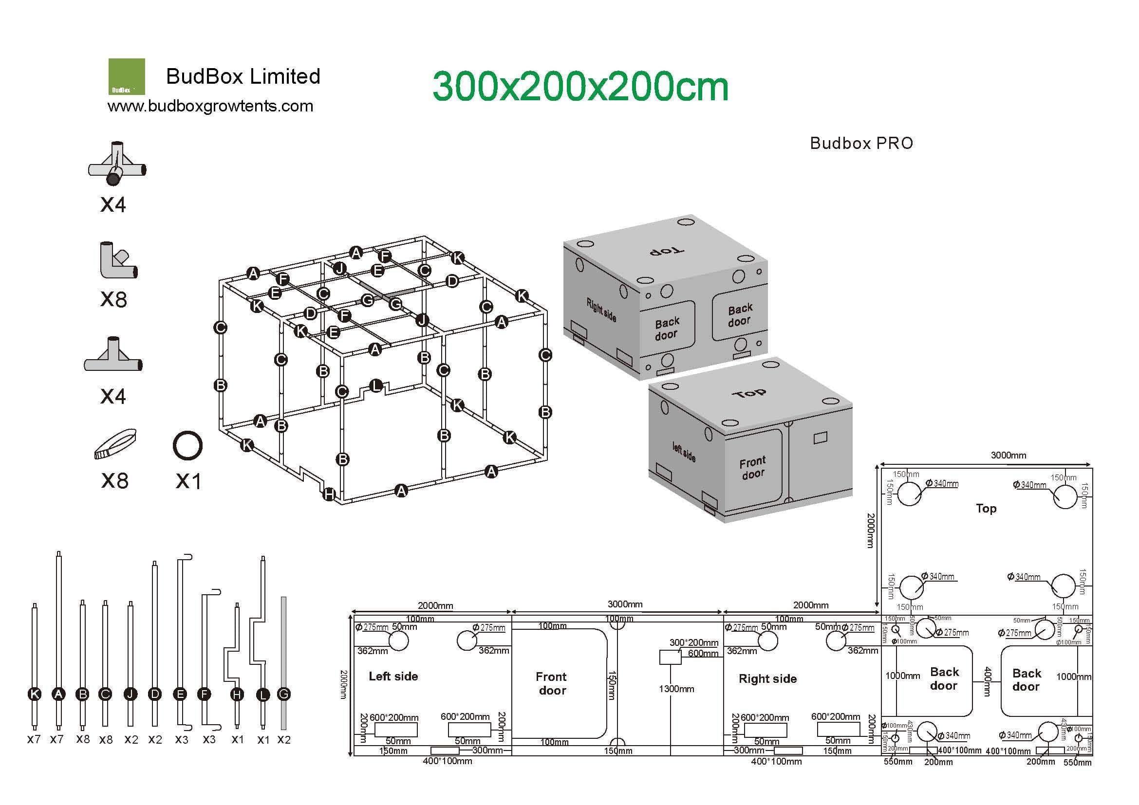 Bud Box Pro Weiß - 300 x 200 x 200cm