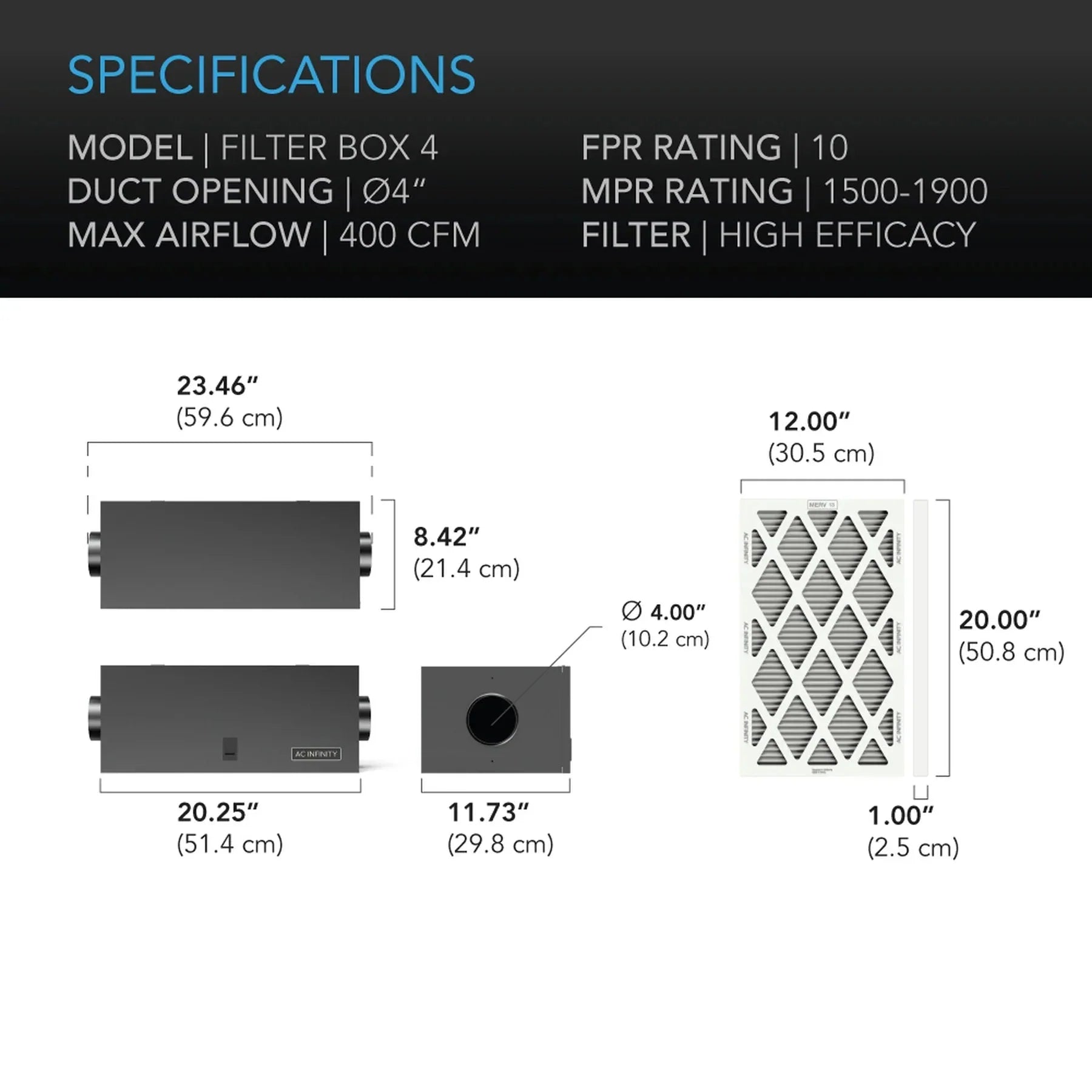 AC Infinity Ansaugluftfilter