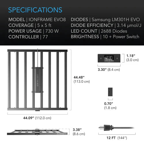 AC Infinity IonFrame EVO8 LED Wachstumslampe - 730W (AC-IF8K)