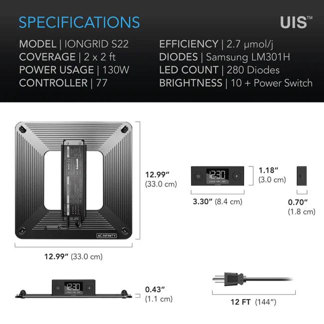 AC Infinity Iongrid S22 LED Grow Lampe - 130W (AC-IGS22)