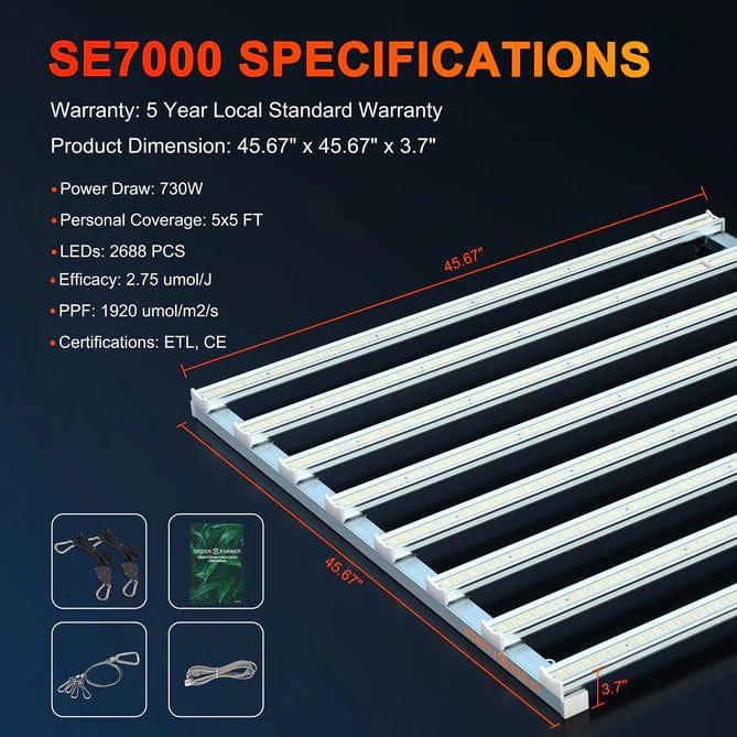 Spider Farmer SE7000 LED Grow Light (730W) - 2,8 µmol/J